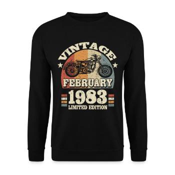 Vintage retro motor biker born in February 1983 - Unisex Sweatshirt - black - Front - Alina (178cm) & Michal (187cm)