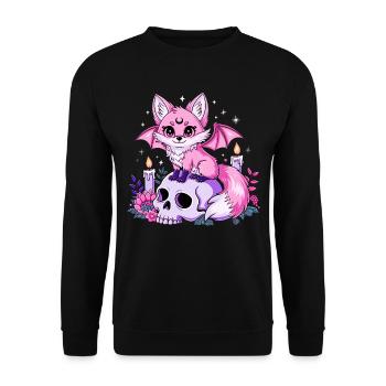 Tier Kawaii Pastell Goth Aaesthetic - Unisex Pullover - Schwarz - Vorne - Alina (178cm) & Michal (187cm)