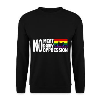 Pas de viande, pas de produits laitiers, pas d’oppression - Sweat-shirt Unisexe - noir - Devant - Alina (178cm) & Michal (187cm)