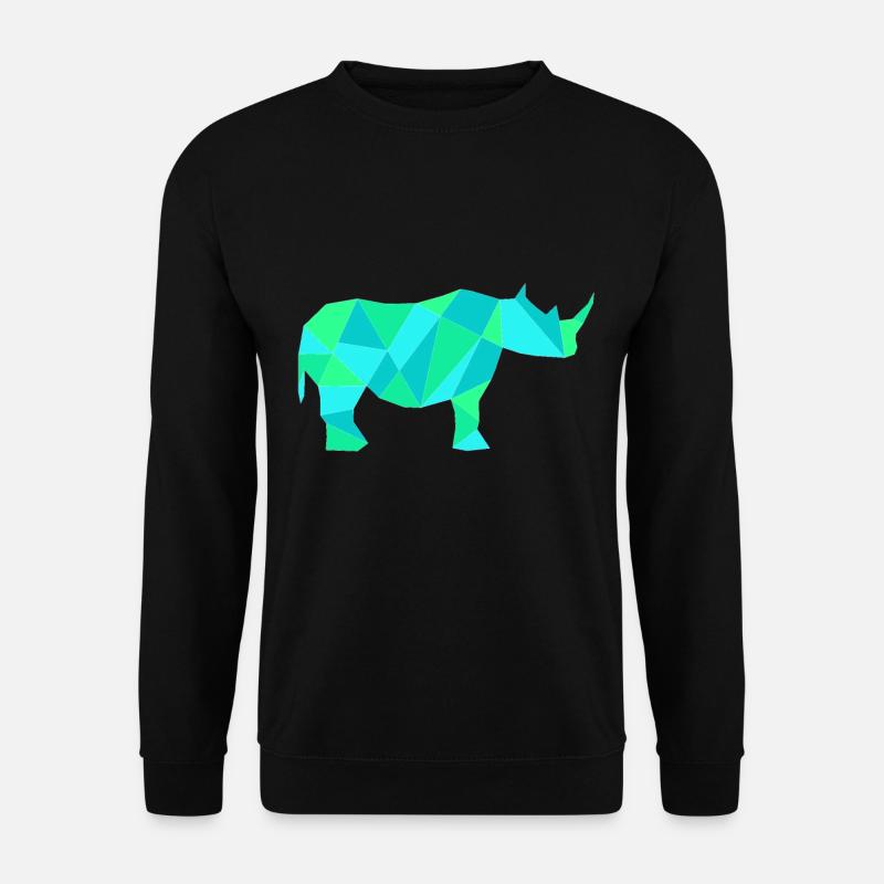Nashorn Polygon Grün Afrika Safari Einhorn - Unisex Pullover - Schwarz