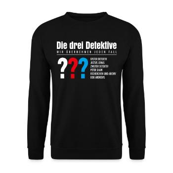 Die Drei ??? Detektive Visitenkarte - Unisex Pullover - Schwarz - Vorne - Alina (178cm) & Michal (187cm)