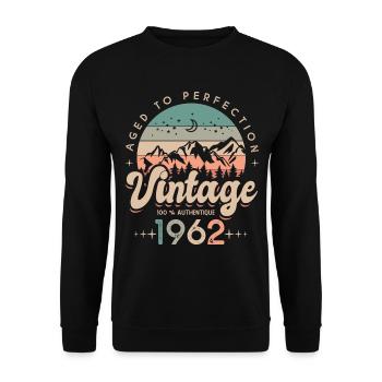 1962 Vintage anniversaire 60 ans - Sweat-shirt Unisexe - noir - Devant - Alina (178cm) & Michal (187cm)