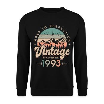 1993 Vintage anniversaire 30 ans - Sweat-shirt Unisexe - noir - Devant - Alina (178cm) & Michal (187cm)