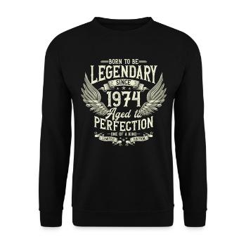 Legendary since 1974 Vintage Vintage Birthday - Unisex Sweatshirt - black - Front - Alina (178cm) & Michal (187cm)