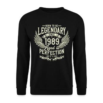 Legendary since 1989 Vintage Vintage Birthday - Unisex Sweatshirt - black - Front - Alina (178cm) & Michal (187cm)