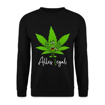 Cannabis Legalisierung - Alles egal - Alles legal - Unisex Pullover - Schwarz - Vorne - Alina (178cm) & Michal (187cm)