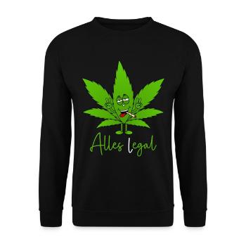Cannabis Legalisierung - Alles egal - Alles legal - Unisex Pullover - Schwarz - Vorne - Alina (178cm) & Michal (187cm)