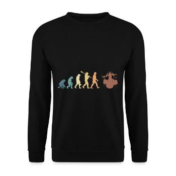 Evolution of man Drums Band Retro Vintage Drummer - Unisex Pullover - Schwarz - Vorne - Alina (178cm) & Michal (187cm)