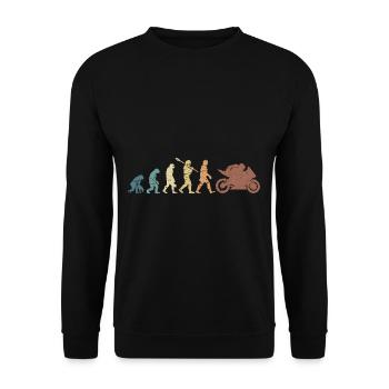 Motorcycle Evolution Vintage Shadow Biker - Unisex Pullover - Schwarz - Vorne - Alina (178cm) & Michal (187cm)