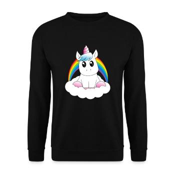 Süsses Einhorn auf Wolke - Unisex Pullover - Schwarz - Vorne - Alina (178cm) & Michal (187cm)