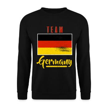 Team Deutschland Geschenk Sport Heimat stolz - Unisex Pullover - Schwarz - Vorne - Alina (178cm) & Michal (187cm)