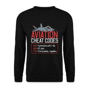 Luftfahrt Cheats Flugzeug Jet Geschenk fliegen - Unisex Pullover - Schwarz - Vorne - Alina (178cm) & Michal (187cm)