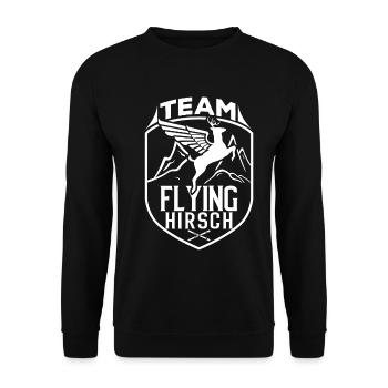 Team Flying Hirsch Geschenk Winter Apres Ski Bier - Unisex Pullover - Schwarz - Vorne - Alina (178cm) & Michal (187cm)