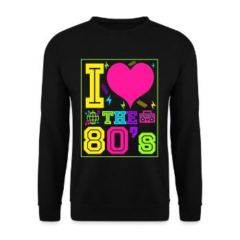 I love the 80s gift eighties retro - Unisex Sweatshirt - black - Front - Alina (178cm) & Michal (187cm)