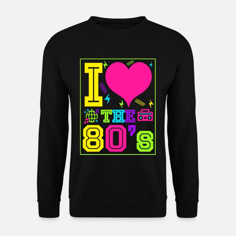 Ich liebe die 80er Geschenk Achtziger Jahre retro - Unisex Pullover - Schwarz