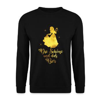 Die Schöne und das Bier - Unisex Pullover - Schwarz - Vorne - Alina (178cm) & Michal (187cm)