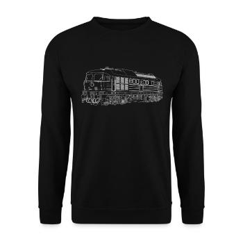 Ludmilla Lok Diesellok Taigatrommel BR 130 BR 132 - Unisex Pullover - Schwarz - Vorne - Alina (178cm) & Michal (187cm)