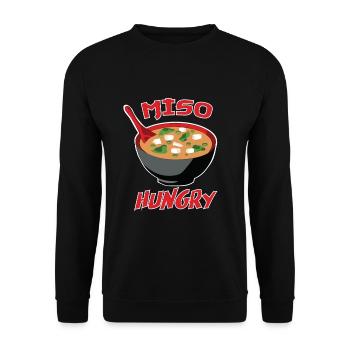 Miso Hungry - Funny Japanese Food Puns - Unisex Sweatshirt - black - Front - Alina (178cm) & Michal (187cm)