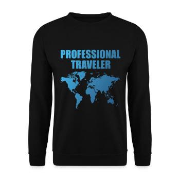 Professional Traveler World Map - Unisex Sweatshirt - black - Front - Alina (178cm) & Michal (187cm)