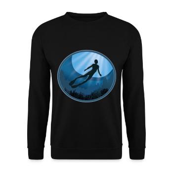 Freedive Der Ozean ruft Free Diver - Unisex Pullover - Schwarz - Vorne - Alina (178cm) & Michal (187cm)