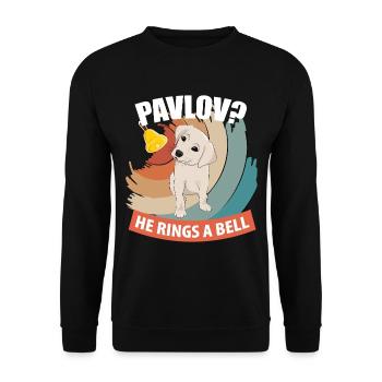 Pavlov - Er läutet eine Glocke - Funny Psychology - Unisex Pullover - Schwarz - Vorne - Alina (178cm) & Michal (187cm)