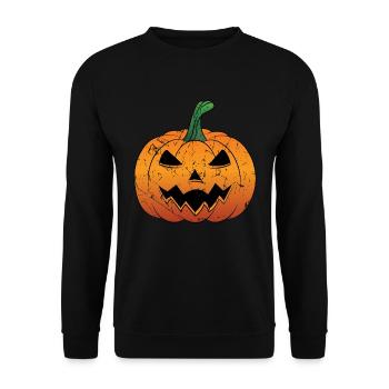 Pumpkin Jack-O-Lantern Halloween Spooky Season - Unisex Sweatshirt - black - Front - Alina (178cm) & Michal (187cm)