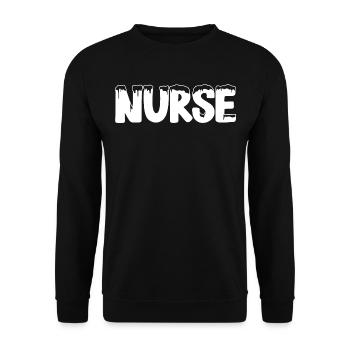 Text Eis Weihnachten Kostüm Krankenschwester - Unisex Pullover - Schwarz - Vorne - Alina (178cm) & Michal (187cm)
