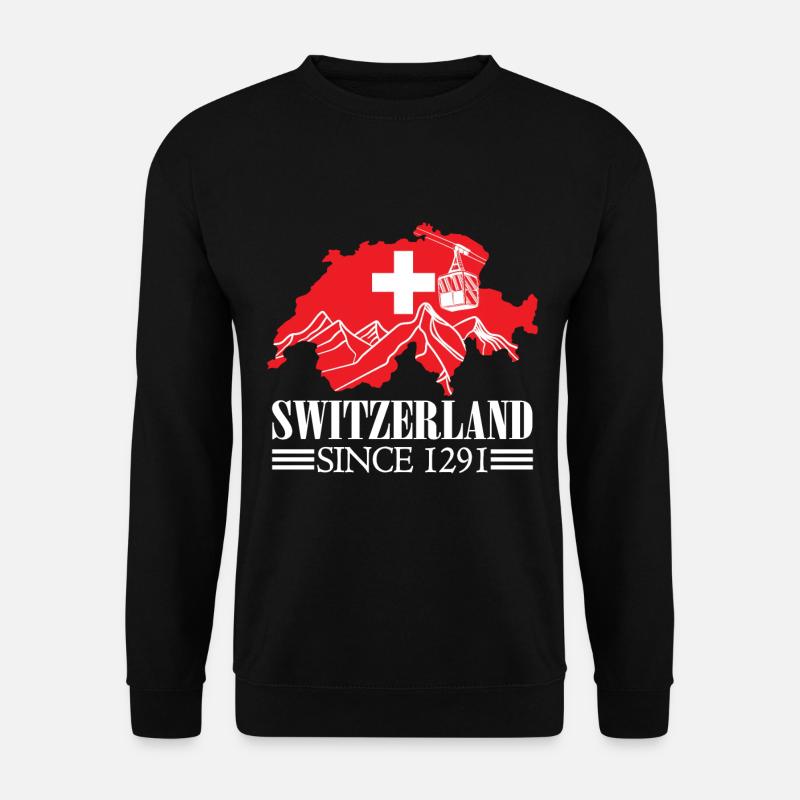 Schweiz Karte seit 1291 Schweizer Flagge - Schweizer Fans - Unisex Pullover - Schwarz