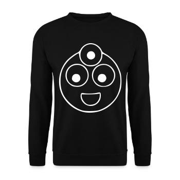 Emoji Skizze drei Augen weiß - Unisex Pullover - Schwarz - Vorne - Alina (178cm) & Michal (187cm)