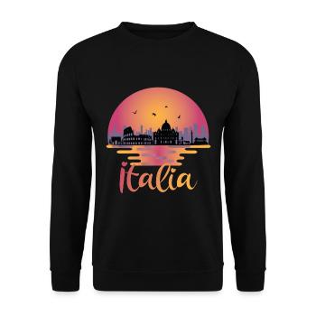 Italia Rome Skyline - Italy Travel - Unisex Sweatshirt - black - Front - Alina (178cm) & Michal (187cm)