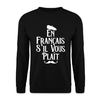 En Français S'il Vous Plaît French Language Lover - Unisex Sweatshirt - black - Front - Alina (178cm) & Michal (187cm)