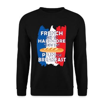 Les Français sont tellement hardcore qu’ils mangent de la douleur au petit-déjeuner - Sweat-shirt Unisexe - noir - Devant - Alina (178cm) & Michal (187cm)