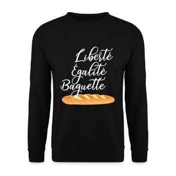 Liberté Egalité Baguette - French Humor - Unisex Sweatshirt - black - Front - Alina (178cm) & Michal (187cm)