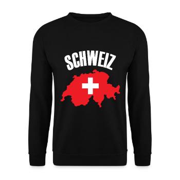 Schweiz - Switzerland Map Swiss Flag - Unisex Sweatshirt - black - Front - Alina (178cm) & Michal (187cm)