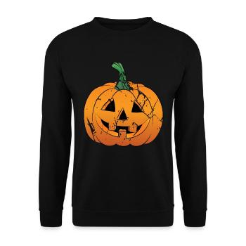 Pumpkin Jack-O-Lantern - Unisex Sweatshirt - black - Front - Alina (178cm) & Michal (187cm)