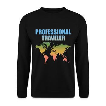 Professional Traveler World Map - Unisex Sweatshirt - black - Front - Alina (178cm) & Michal (187cm)