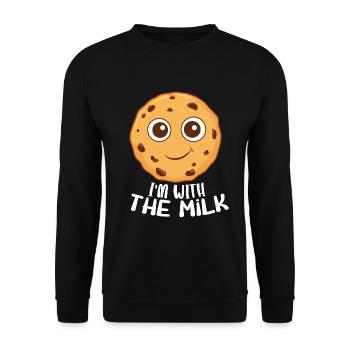 Süßer Keks - Ich bin mit der Milch - Unisex Pullover - Schwarz - Vorne - Alina (178cm) & Michal (187cm)