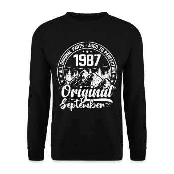 September 1987 Original:37 Jahre Jubiläumsgeschenk - Unisex Pullover - Schwarz - Vorne - Alina (178cm) & Michal (187cm)