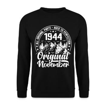 November 1944 Original Geschenk zum 80-jährigen Jubiläum - Unisex Pullover - Schwarz - Vorne - Alina (178cm) & Michal (187cm)