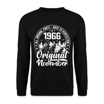 November 1966 Original 58 Years Birthday Gift - Unisex Sweatshirt - black - Front - Alina (178cm) & Michal (187cm)