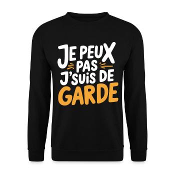 Je peux pas je suis de garde - Sweat-shirt Unisexe - noir - Devant - Alina (178cm) & Michal (187cm)