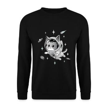 Chat astronaute - Sweat-shirt Unisexe - noir - Devant - Alina (178cm) & Michal (187cm)