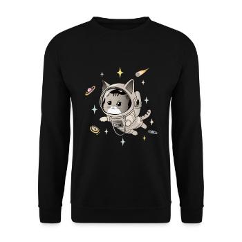 Astronaut Cat in Space - Unisex Sweatshirt - black - Front - Alina (178cm) & Michal (187cm)