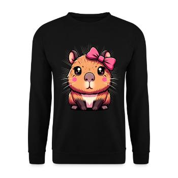 Süßes Capybara Rosa Schleife Capybara - Unisex Pullover - Schwarz - Vorne - Alina (178cm) & Michal (187cm)