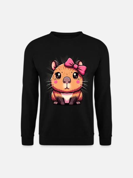 Cute Capybara Pink Bow Capybara - Unisex Sweatshirt - black