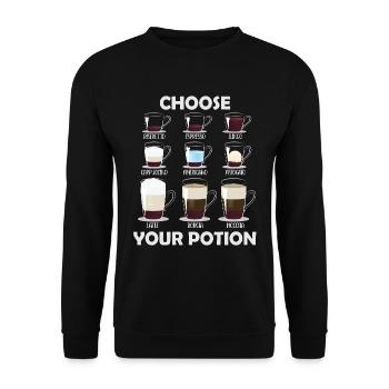 Wählen Sie Ihren Potion Coffee Lover - Unisex Pullover - Schwarz - Vorne - Alina (178cm) & Michal (187cm)