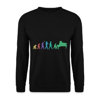 Evolution of man Piano Musician Retro Vintage - Unisex Pullover - Schwarz - Vorne - Alina (178cm) & Michal (187cm)