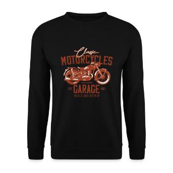 Motorrad Shirt - Unisex Pullover - Schwarz - Vorne - Alina (178cm) & Michal (187cm)