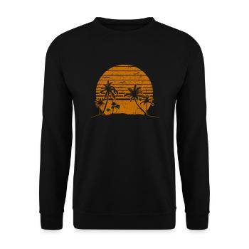 Retro Sunset Beach Vacation Paradise Island Orange - Unisex Sweatshirt - black - Front - Alina (178cm) & Michal (187cm)