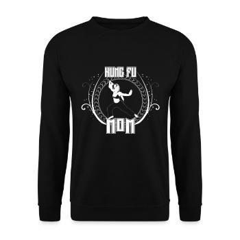 Kung Fu Mom Süße Kampfsportarten Shaolin Munk - Unisex Pullover - Schwarz - Vorne - Alina (178cm) & Michal (187cm)